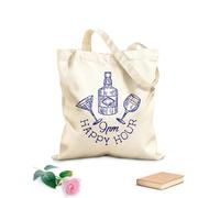 AILOONG Digitally printed canvas bags 340g/m² thick fabric drinks hand drawn retro labels set happy hour badges Uses as a makeup bag