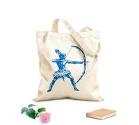 AILOONG Digitally printed canvas bags 340g/m² thick fabric dynamic native archer drawing with bow and arrow emphasizing strength and precision Uses as a makeup bag