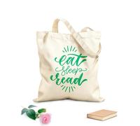 AILOONG Digitally printed canvas bags 340g/m² thick fabric eat sleep read inspirational and motivational quote hand lettering and art Uses as a makeup bag