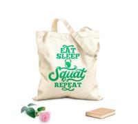 AILOONG Digitally printed canvas bags 340g/m² thick fabric eat sleep squat repeat gym sayings and quotes Uses as a makeup bag