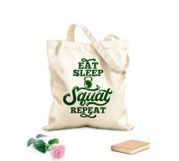 AILOONG Digitally printed canvas bags 340g/m² thick fabric eat sleep squat repeat gym sayings and quotes Uses as a makeup bag
