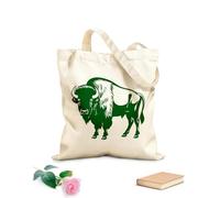 AILOONG Digitally printed canvas bags 340g/m² thick fabric echoes of the thunder the bison logo ironclad caricature bodybuilder logo Uses as a makeup bag