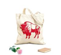 AILOONG Digitally printed canvas bags 340g/m² thick fabric echoes of the thunder the bison logo ironclad caricature bodybuilder logo Uses as a makeup bag