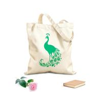 AILOONG Digitally printed canvas bags 340g/m² thick fabric elegant and silhouette of a peacock with it's tail feathers spread Uses as a makeup bag