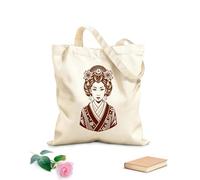 AILOONG Digitally printed canvas bags 340g/m² thick fabric elegant geisha in traditional japanese kimono with floral hair ornaments Uses as a makeup bag