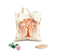 AILOONG Digitally printed canvas bags 340g/m² thick fabric elegant willow tree life logo clipart Uses as a makeup bag