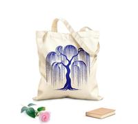 AILOONG Digitally printed canvas bags 340g/m² thick fabric elegant willow tree life logo clipart Uses as a makeup bag