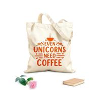 AILOONG Digitally printed canvas bags 340g/m² thick fabric even unicorns need coffee Uses as a makeup bag