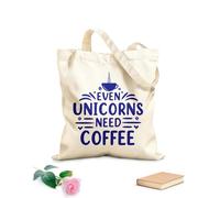 AILOONG Digitally printed canvas bags 340g/m² thick fabric even unicorns need coffee Uses as a makeup bag