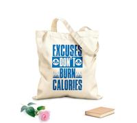 AILOONG Digitally printed canvas bags 340g/m² thick fabric excuses don't burn calories inspiring workout and fitness gym motivation quote sign Uses as a makeup bag