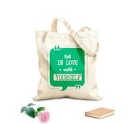 AILOONG Digitally printed canvas bags 340g/m² thick fabric fall in love with yourself motivational quote Uses as a makeup bag