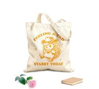 AILOONG Digitally printed canvas bags 340g/m² thick fabric feeling a tad stabby today hedgehog hilarious typography funny animal vintage hedgehog Uses as a makeup bag