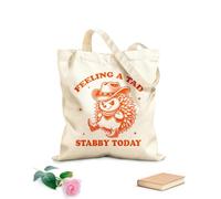 AILOONG Digitally printed canvas bags 340g/m² thick fabric feeling a tad stabby today hedgehog hilarious typography funny animal vintage hedgehog Uses as a makeup bag