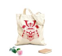 AILOONG Digitally printed canvas bags art skull samurai japanese head and 340g/m² thick fabric Uses as a makeup bag