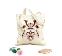 AILOONG Digitally printed canvas bags art skull samurai japanese head and 340g/m² thick fabric Uses as a makeup bag
