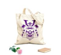 AILOONG Digitally printed canvas bags art skull samurai japanese head and 340g/m² thick fabric Uses as a makeup bag