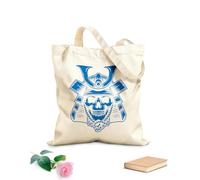 AILOONG Digitally printed canvas bags art skull samurai japanese head and 340g/m² thick fabric Uses as a makeup bag