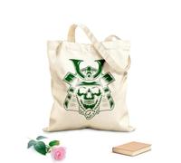 AILOONG Digitally printed canvas bags art skull samurai japanese head and 340g/m² thick fabric Uses as a makeup bag