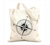 AILOONG Digitally printed canvas bags compass design icon art 12 oz thick fabric Uses as a makeup bag 25x30cm Small
