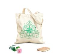 AILOONG Digitally printed canvas bags Compass tattoo simple astrology amulet 340g/m² thick fabric Uses as a makeup bag