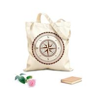 AILOONG Digitally printed canvas bags compass wind rose vintage map marine navigation 340g/m² thick fabric Uses as a makeup bag