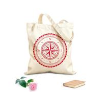 AILOONG Digitally printed canvas bags compass wind rose vintage map marine navigation 340g/m² thick fabric Uses as a makeup bag