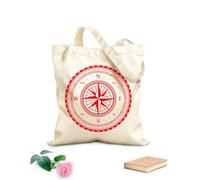 AILOONG Digitally printed canvas bags compass wind rose vintage map marine navigation 340g/m² thick fabric Uses as a makeup bag