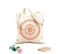 AILOONG Digitally printed canvas bags compass wind rose vintage map marine navigation 340g/m² thick fabric Uses as a makeup bag