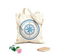 AILOONG Digitally printed canvas bags compass wind rose vintage map marine navigation 340g/m² thick fabric Uses as a makeup bag
