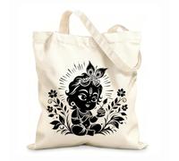 AILOONG Digitally printed canvas bags cute baby krishna silhouette in mythical attire 12 oz thick fabric Uses as a makeup bag 25x30cm Small