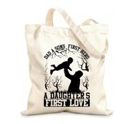 AILOONG Digitally printed canvas bags dad a sons first hero a daughter first love 12 oz thick fabric Uses as a makeup bag 25x30cm Small