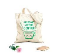 AILOONG Digitally printed canvas bags day start after coffee with kawaii glass of coffee 340g/m² thick fabric Uses as a makeup bag