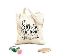 AILOONG Digitally printed canvas bags dear santa do not forget the dog 12 oz thick fabric Uses as a makeup bag 35x40cm Large