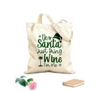 AILOONG Digitally printed canvas bags dear santa just bring wine 340g/m² thick fabric Uses as a makeup bag