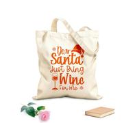 AILOONG Digitally printed canvas bags dear santa just bring wine 340g/m² thick fabric Uses as a makeup bag
