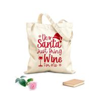 AILOONG Digitally printed canvas bags dear santa just bring wine 340g/m² thick fabric Uses as a makeup bag