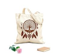 AILOONG Digitally printed canvas bags decorative dream catcher with tree of life silhouette 340g/m² thick fabric Uses as a makeup bag