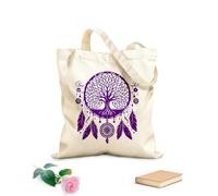 AILOONG Digitally printed canvas bags decorative dream catcher with tree of life silhouette 340g/m² thick fabric Uses as a makeup bag