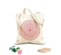 AILOONG Digitally printed canvas bags decorative mandala with marine elements and waves on isolated 340g/m² thick fabric Uses as a makeup bag