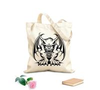 AILOONG Digitally printed canvas bags devils design images devil boy devil 12 oz thick fabric Uses as a makeup bag 25x30cm Small