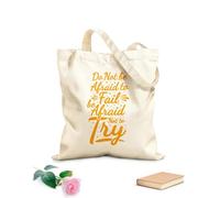 AILOONG Digitally printed canvas bags do not be afraid to fail be afraid not to try motivation typography quote design 340g/m² thick fabric Uses as a makeup bag