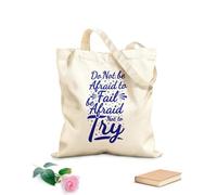 AILOONG Digitally printed canvas bags do not be afraid to fail be afraid not to try motivation typography quote design 340g/m² thick fabric Uses as a makeup bag