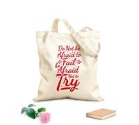 AILOONG Digitally printed canvas bags do not be afraid to fail be afraid not to try motivation typography quote design 340g/m² thick fabric Uses as a makeup bag