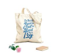 AILOONG Digitally printed canvas bags do not be afraid to fail be afraid not to try motivation typography quote design 340g/m² thick fabric Uses as a makeup bag