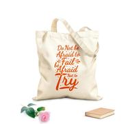 AILOONG Digitally printed canvas bags do not be afraid to fail be afraid not to try motivation typography quote design 340g/m² thick fabric Uses as a makeup bag
