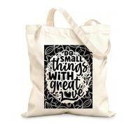AILOONG Digitally printed canvas bags do small things with great love quote 12 oz thick fabric Uses as a makeup bag 25x30cm Small
