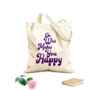 AILOONG Digitally printed canvas bags do what makes you happy 340g/m² thick fabric Uses as a makeup bag