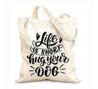 AILOONG Digitally printed canvas bags dog quotes typography 12 oz thick fabric Uses as a makeup bag 25x30cm Small