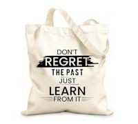 AILOONG Digitally printed canvas bags don't regret the past just learn from it 12 oz thick fabric Uses as a makeup bag 25x30cm Small