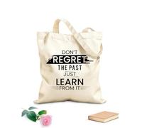 AILOONG Digitally printed canvas bags don't regret the past just learn from it 12 oz thick fabric Uses as a makeup bag 25x30cm Small
